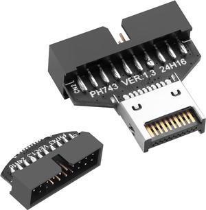 USB 3.0 Front Panel Header Type E to USB 3.0 19/20Pin Motherboard Header Adapter Type-E Male to 19Pin Male Front Connector Converter