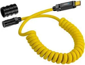 Coiled USB C Extension Cable, Coiled USB C Male to Female Extension Cable,140W & 20Gbps & 8K@60Hz, Spring Type C Charger Silicone Cable for Phone,MacBook, Max Stretched 5ft