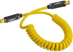 Coiled USB C to USB C Cable 140W, 20Gbps Spring Coiled USB Type C Charger Cable, 8K@60Hz Video Transfer Type C Fast Charging Cord for iPhone,MacBook,Max Stretched 5ft