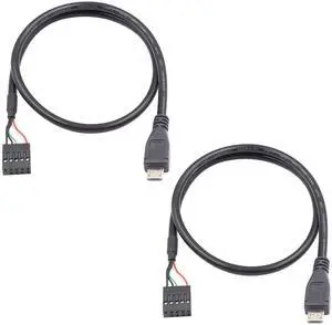 USB Header to Micro USB Cable 1.65FT/50CM, Micro USB Male to 9 Pin Motherboard Female Adapter Dupont Extended Cable for Motherboard Header 2 Pack