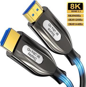 8k 4k Long HDMI Fiber Optic Cable 16 FT, Certified 48Gbps Ultra High Speed HDMI 2.1 Cable 4k 120Hz 144Hz 8k 60Hz 12bit ARC eARC DTS:X Dolby Atmos HDR10 Compatible for Gaming PC Xbox