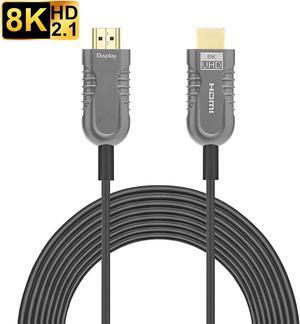 8K HDMI Fiber Optic Long Cable 50FT/15M, Ultra 48Gbps Unidirectional High Speed 3D 8K@60Hz 4K@120Hz 144Hz Braided HDMI Cord eARC HDR10 HDCP 2.2&2.3 Compatible with Roku TV/PS5/HDTV/Blu-ray