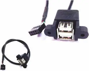 50cm Dual USB 2.0 A female panel mount - 10P 0.1" header motherboard cable 50cm Dual USB 2.0 A female panel mount - 10P 0.1" header motherboard cable