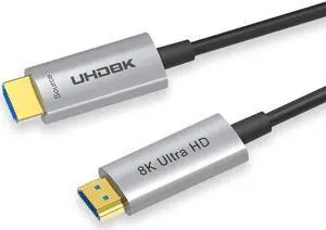 8K Certified HDMI2.1 Fiber Optic Cable, 16 FT Long CL3 Rated In-Wall HDMI Cable- (8K@60Hz 7680x4320, 4K@120Hz) 48Gbps HDCP 2.2&2.3, eARC,HDR10, Dynamic Compatible for Gaming PC Xbox - Silver