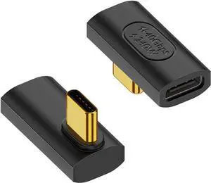 240W PD USB C 90 Degree Male to Female Adapter - 40Gbps, Right Angle Extender for Steam Deck, Thunderbolt 4/3, MacBook, iMac, iPad - 2 Pack