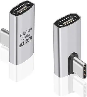 90 Degree USB C Adapter - 240W Right Angle USB C Adapter with 40Gbps, 8K@60Hz Video Display for Thunderbolt4/3, Laptop, Tablet, Phone
