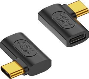Right Angle USB C Adapter Compatible with Thunderbolt 4 Cable, 240W 40Gbps 90 Degree USB C Male to Female Adapter with 8K@60Hz Video for USB 4, PC, Tablet, iPhone 15, Steam Deck 2 Pack