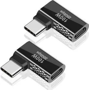 90 Degree USB C Adapter PD 100w, Right Angle USB C Extender Adapter, 90 Degreer USB Type C Male to Female Support 20Gbps Data Transfer for steam Deck Accessories, Laptop, Tablet 2 Pack