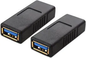 2-Pack USB 3.0 Coupler USB Female to Female Adapter Gender Changer