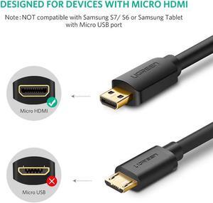 Micro HDMI to HDMI Cable 2M Gold-Plated 1.4 3D 2K 1440P High Premium Cable Adapter for HDTV XBox Mobile Phone Table Cable-(3.3ft, 1m)