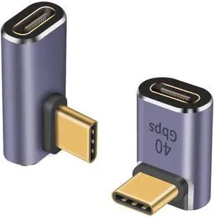 USB C 90 Degree Adapter 40Gbps, Right Angle USB C Adapter 100W, USB Type C Extender Connector Adapter for Thunderbolt 4/3, Steam Deck, iPhone 15, Switch, iPhone