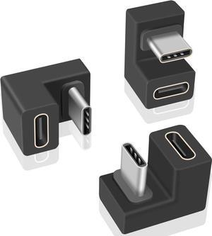 USB C U Shape Adapter, 3-Pack USB C 180 Degree Adapter, 10Gbps USBC to USBC Extension Adapter with (Type-C 3.1 Gen 2) Data Fast Charging Connector for Mobile Phone, Laptop,Galaxy