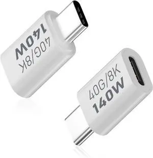 USB C Male to Female Adapter 40Gbps, USB Type C Extender Adapter Support 140W, 8K@60Hz for Thunderbolt 4/3, MacBook, Laptop, iPhone 15, Tablet, Phones and More Type C Devices 2 Pack