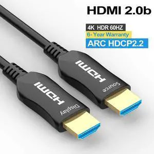 Fiber HDMI Cable , 4K@60Hz 18.2Gbps High Speed HDMI Fiber Optic Cable HDMI 2.0b Fiber Optic Cable ARC, HDCP2.2, 3D, Subsampling 4:4:4/4:2:2/4:2:0 Slim and Flexible HDMI - 3.3ft(1meter)