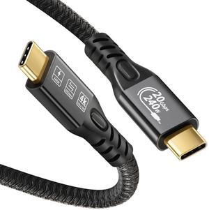 USB C 3.2 Gen2 20Gbps, 2PCS Type C 4K@60Hz UHD Video 5A/240W PD3.1 Fast Charge Cord with E-Marker Compatible with Thunderbolt 3/4 for iPhone 15Pro MacBook (2PCS USB C 20G 240W 0.5M)