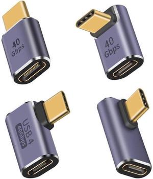 USB C Right Angle Adapter 4 Style, USB C Angle Adapter [ 40Gbps 100W PD] Type C to Type C Extension Connector for Steam Deck, ROG Ally, Switch, Notebook Computers, Tablet and Mobile Phones