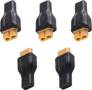 5Pack XT60 Female to USB C Female Adapter, USB C to XT60 Adapter PD 100W 20V/5A Charging Extension Adapter for Model, Energy Storage Power, Outdoor Power, Monitor Power