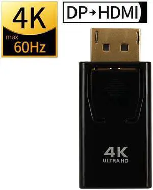 4K DP to HDMI Converter DisplayPort to HDMI Adapter Male to Female Video Audio Connector 1080P for Projector HDTV PC Laptop, 1-Pack