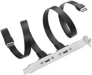 1 Pack USB 3.1 Front Panel Header Type-C Extension Cables with Panel Mount Screw 10 Gbps Type-E 20Pin Male to USB-C Female Adapter Cables with Full Height Bracket,30cm/11.8inch