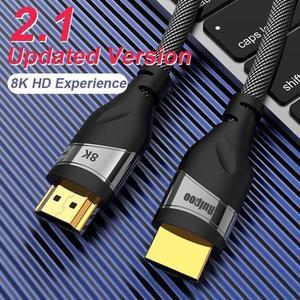 8K HDMI Cable HDMI 2.1 Cable Real 8K, High Speed 48Gbps 8K(7680x4320)@60Hz, 4K@120Hz Dolby Vision, HDCP 2.2, 4:4:4 HDR, eARC Compatible with Apple TV, Samsung QLED TV, 10ft/3m