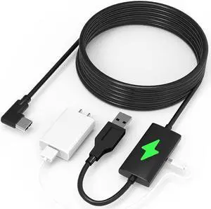 Design 16FT Link Cable for Oculus Quest 2, with Separate Charging Port for Ultra-Durable Power, USB 3.0 Type A to C Cable for VR Headset Accessories and Gaming PC black