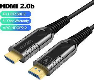 VEGGIEG Fiber Optic HDMI Cable, 4K Optical HDMI Cable Supports 4K@60Hz, 4:4:4 HDR, Dolby Vision, HDCP2.2, ARC, 3D, High Speed 18Gbps fits Long Distance Transmission (2M,6.6ft)
