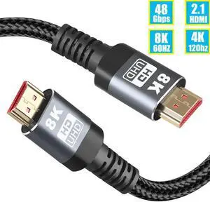 8K HDMI 2.1 Cable 3.3 Feet 8K60hz 4K 120hz 144hz HDCP 2.3 2.2 eARC ARC 48Gbps Ultra High Speed Compatible with Dolby Vision Atmos PS5 PS4, Xbox One Series X, Sony LG Samsung, RTX 3080 3090 8K HDMI 2.1 Cable 3.3 Feet 8K60hz 4K 120hz 144hz HDCP 2.3 2.2 eARC ARC 48Gbps Ultra High Speed Compatible with Dolby Vision Atmos PS5 PS4, Xbox One Series X, Sony LG Samsung, RTX 3080 3090