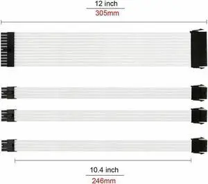 Customization Mod Sleeved Extension Power Supply Cable Kit GPU PC Braided WHITE