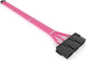 16Pin Cable,PCIE GPU Cables,Sleeved 12vhpwr PSU Extension Cable,Mini 12+4 Pin Connector for RTX 3090Ti,4070Ti 4080,4090 Graphics Card Power Supply 16AWG Black Pink
