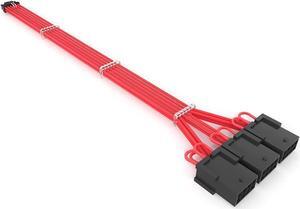 16Pin Cable,PCIE GPU Cables,Sleeved 12vhpwr PSU Extension Cable,Mini 12+4 Pin Connector for RTX 3090Ti,4070Ti 4080,4090 Graphics Card Power Supply 16AWG Red