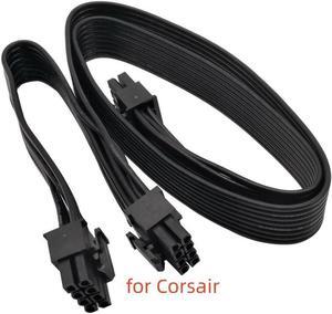 CPU 8 Pin male to Dual PCIe 2x 8 Pin (6+2) male Power Adapter Cable for Modular Power Supply 25-inch+9-inch (63cm+23cm)