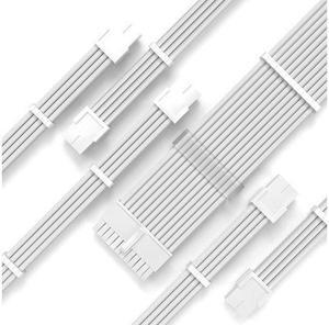 White PSU Extension Cable Kit,Custom Sleeved Power Supply Cable Mod for PC Build 18AWG 24Pin ATX /8 (4+4) Pin EPS CPU Cable /8 (6+2) Pin PCI-E GPU PSU Cables 6PCS with Cable Comes