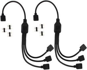 2 Pack 5V 3-Pin RGB 3-Way Female to x Female RBW LED Strip Splitter Cable,3 Port AURA RGB Lighting Hub w/ Gender Changer Adapter - 1 Foot