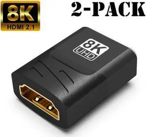 2-Pack HDMI 2.1 8K Extension Connector HD Female to Female Adapter 2Pack HDMI 48Gbps Male to Female Converter 8K@60Hz 4K@120Hz Support 3D eArc Dynamic HDR Compatible with PS5 Xbox