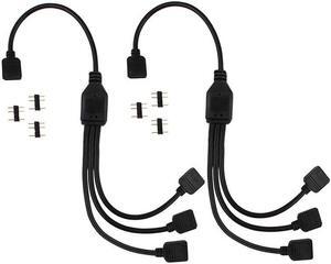 2 Pack 5V 3-Pin RGB 3-Way Female to x Female RBW LED Strip Splitter Cable,3 Port AURA RGB Lighting Hub w/ Gender Changer Adapter - 1 Foot