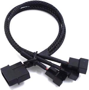 2Pack 4-Pin Molex to 3 x 3 Pin / 4 Pin PMW 12V PC Case Fan Power Adapter Cable 3-Pin / 4-Pin (PWM Connector) to Molex Computer Cooler Cooling Fan Splitter Y Power Molex-3Pin/4Pin Cable Splitter