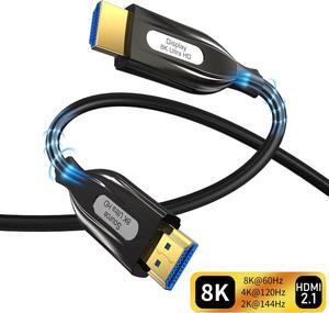 8K@60 Fiber Optic HDMI2.1 Cable 16FT/5M, 48Gbps 2.1 High Speed HDMI 4K120 144Hz RTX 3090 eARC HDR10 4:4:4 HDCP 2.2&2.3 Compatible for PS5, PS4, UHD TV and PC