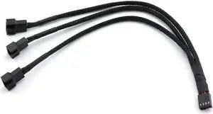 4Pin 1 to 3 Ways PWM Fan Splitter Cable Black Sleeved Fan Power Extension Cable 4Pin Female to 3X 4Pin Male 27cm/10.5 inches