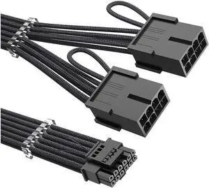 Visit Best electronics Store FOLLOW RTX 4070Ti PCIe 5.0 Power Cable Extender, 12VHPWR 16Pin(12+4) Male to 2x8Pin Female 16AWG Sleeved Extension Cord with Cable Combs Compatible GeForce RTX 4070Ti/407