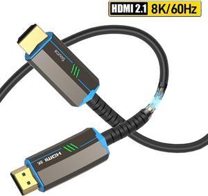 8K Fiber HDMI Cable 16ft, Fiber Optic HDMI 2.1 Cable, (48Gbps, in-Wall CL3 Rated, eARC, 8K 60Hz, 4K 144Hz, HDCP 2.3, HDR10+) Compatible with RTX 3080/3090 Xbox Gaming, VR, HDTV, Monitor, PC
