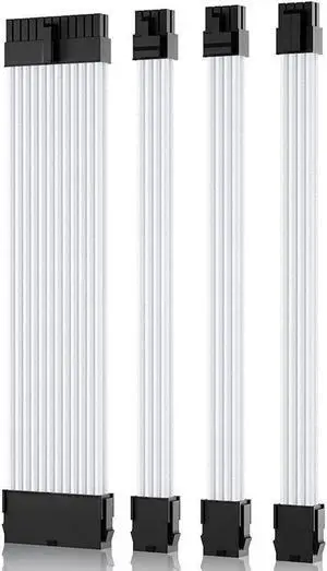 Aomoproing Power Supply Sleeved Cable, Extension PC Kit, 18AWG 24Pin ATX / 8 (4+4) Pin EPS / 8 (6+2) Pin PCI-E Power Supply PSU Cable with Combs, 30CM White Aomoproing Power Supply Sleeved Cable, Extension PC Kit, 18AWG 24Pin ATX / 8 (4+4) Pin EPS / 8 (6+2) Pin PCI-E Power Supply PSU Cable with Combs, 30CM White