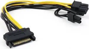 15 Pin SATA Male To 8pin(6+2) PCI-E Male Video Card Power Supply Adapter Data Cables SATA To PCI Express Power Adapter Cable