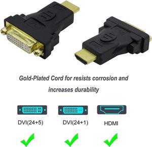 [3-Pack] HDMI to DVI Adapter, Bi-Directional HDMI Male to DVI Female Converter, 1080P DVI to HDMI Conveter, 3D for Apple TV Box, HDTV, Xbox 360, PS4 PS3, Nintendo Switch, Plasma, DVD