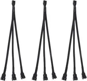 Fan Splitter 3 Pack PWM Fan Splitter Cable 3 Way 4 Pin 3 Pin Sleeved Braided Extension Power Cable 1 to 3 Converter for PC Matherboard Desktop Computer CPU Fan 10.6 inches