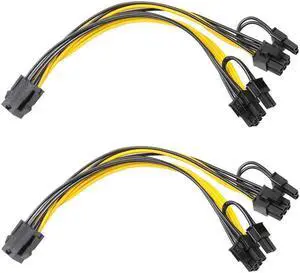 2Pack PCI-E 8-Pin Male to Dual 8-Pin (6+2) Male PCI Express Power Adapter Cable for Power Supply Cable Graphics Video Card 8Pin Splitter