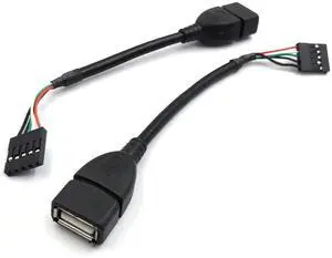 5 pin USB Header to USB Dupont Cable, USB 2.0 Type A Female to Dupont 5 Pin Female Header Motherboard Cable Cord (AF/5Pin 0.1M)(2-Pack)