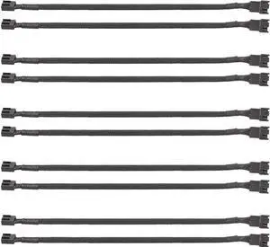 PWM Fan Extension Cable - 10.5 inch PC Fan Extension Cable, Durable, Black Braided Nylon Case Fan Extension Cable (10 Pack)