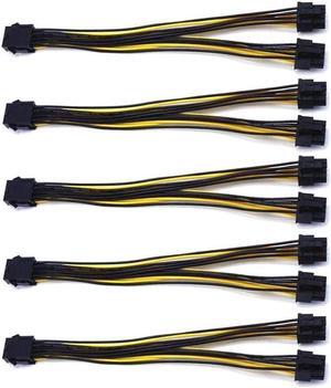 5-Pack PCI-E 8Pin to 2X 8 Pin (6+2) Power Splitter Cable for PCIE PCI Express Image Card Y - Splitter Extension Cable