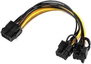 12V EPS CPU 8 Pin to Dual 8(6 2) Pin PCIE PCI Express Adapter for Graphics Card Power Extension Cable 20cm