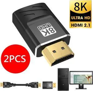2 Pack HDMI Adapter, 8K Gold Plated HDMI Extension Adapter Male to Female Connector Support 8K@60Hz & 4K@120Hz